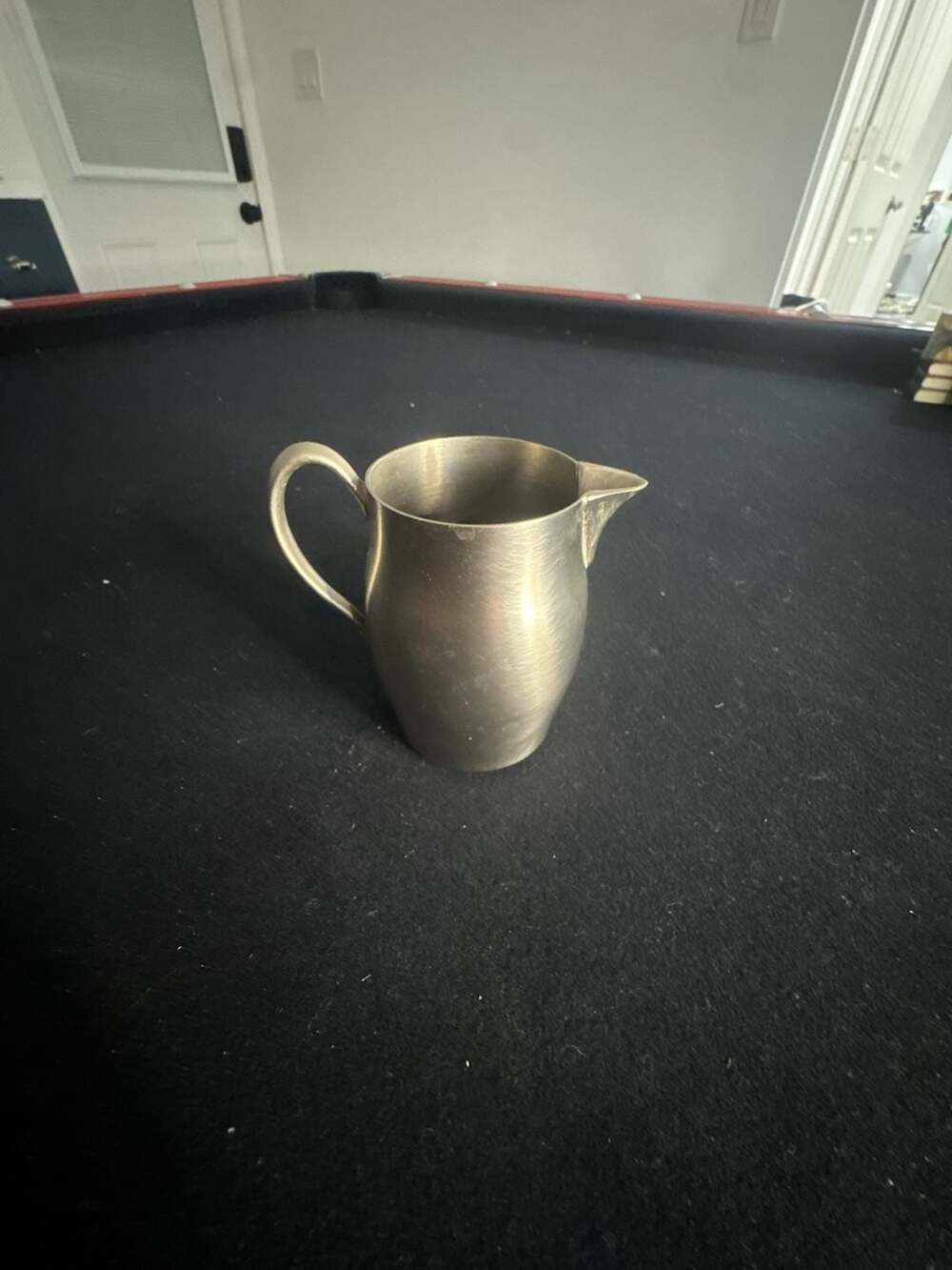 Antique 3" Tall American Pewter Water Pitcher w/ Handle - G.B. Smith Boston #109